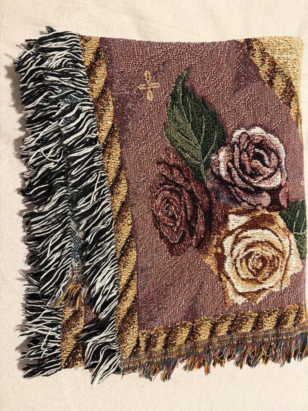 Floral Tapestry Throw Blanket Fringe